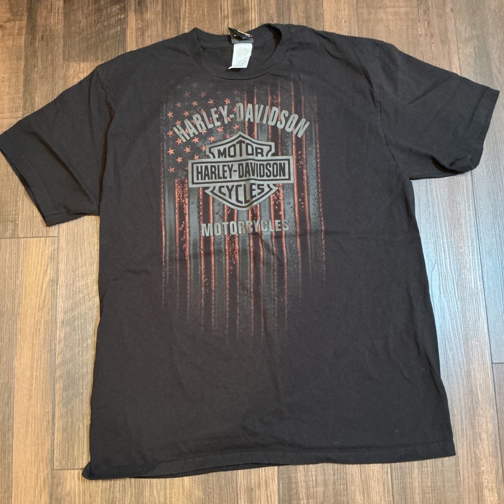 Harley-Davidson NYC Graphic T-Shirt Black American Flag Shield XL USA Made